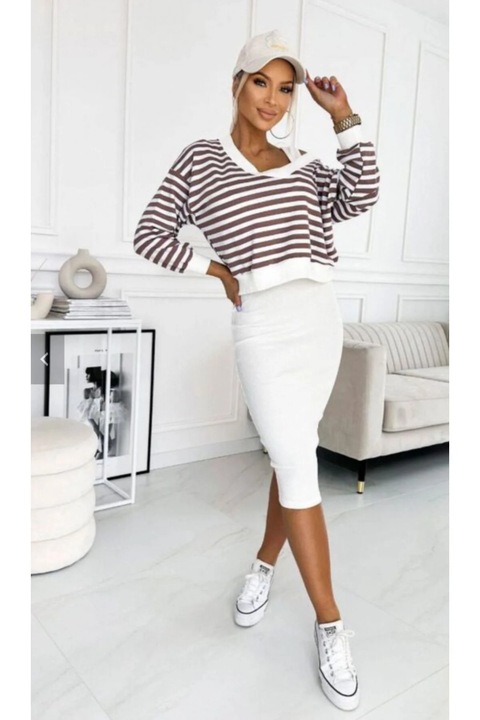 Комплект Andra Rose, бял, райета, Бял