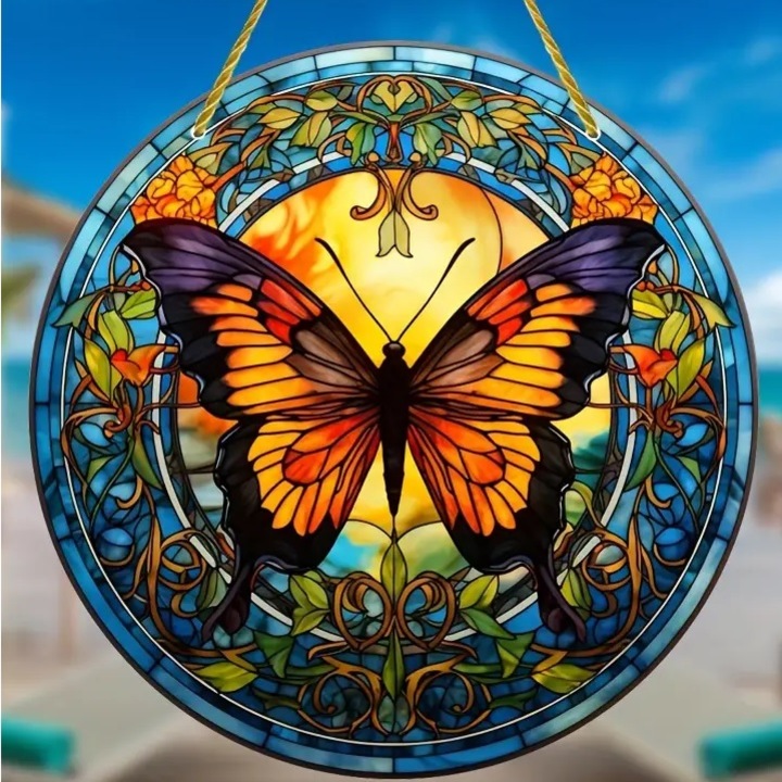 Decoratiune suspendata, IZMAEL Butterfly, multicolor, 10cm x 10cm