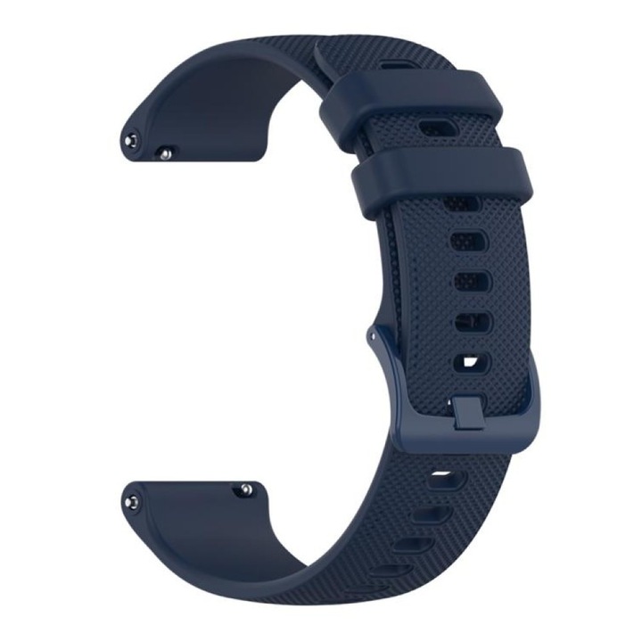 Szilikon szíj, kompatibilis Huawei óra GT2 / GT3 42mm, Samsung Galaxy okosóra 4 / 5 / 6 / 7 / FE, Garmin Forerunner 165 / 245 / 55 / 645, Venu / SQ, Vivoactive 3 / 5 / Music, Amazfit Bip, GTR 42mm, GTS 2 / 3 / 4 / Mini, BEST ACCESSORIES, 20mm, sötétkék