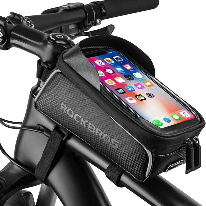 Geantă pentru bicicletă, Rockbros, 017-1BK, impermeabilă, neagră, 6.0''