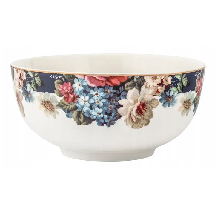 Rózsaszín porcelán salátástál, 14cm, 600ml, többszínű, virágos design