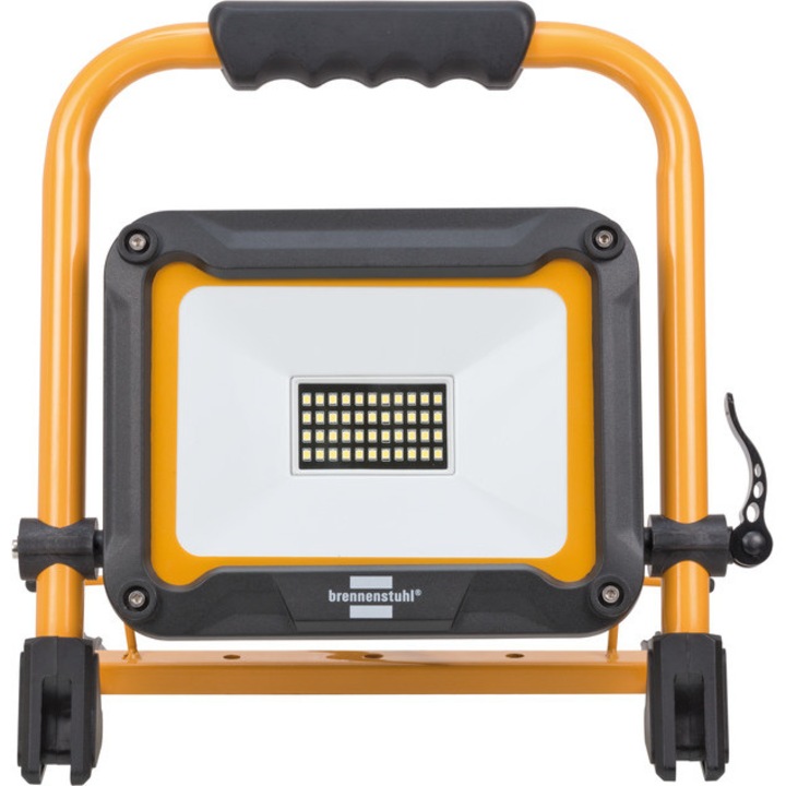 Преносим LED прожектор 2930 lm, 30 W, IP65, 3 м кабел, здрав корпус, мощно осветление за открито и строителни обекти, метална стойка, качествени материали, регулируем, черен