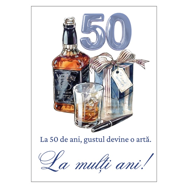 Felicitare 13x18 cm cu plic- aniversare/zi nastere- 50 ani