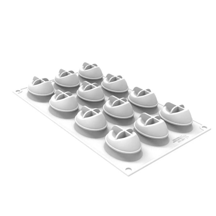 Силиконова форма за еднопорционни десерти Silikomart Nebula 30 от Алесандро Тишионе, 12 гнезда x 30 мл, 51x37x32 мм