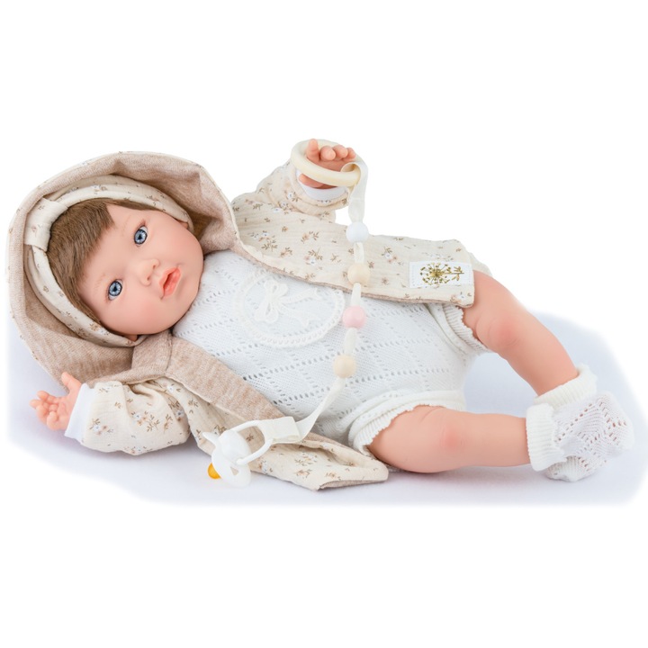 Lala Newborn Alina 45 cm, Marina & Pau, puha bőr, kék szemek, ruhaszettel