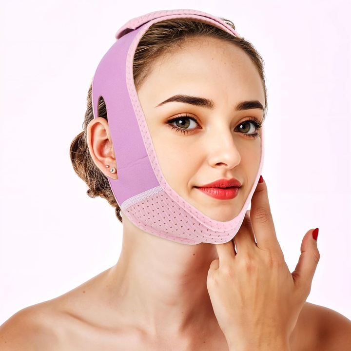 Masca reutilizabila adjustabila, respirabila, pentru ridicarea fetei si reducerea barbiei duble, unisex, o singura dimensiune