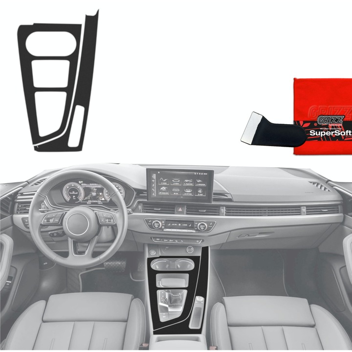 Folie de protectie pentru interior, Grizzprotector - Pianoskin Black Matte Pentru Audi A4 B9