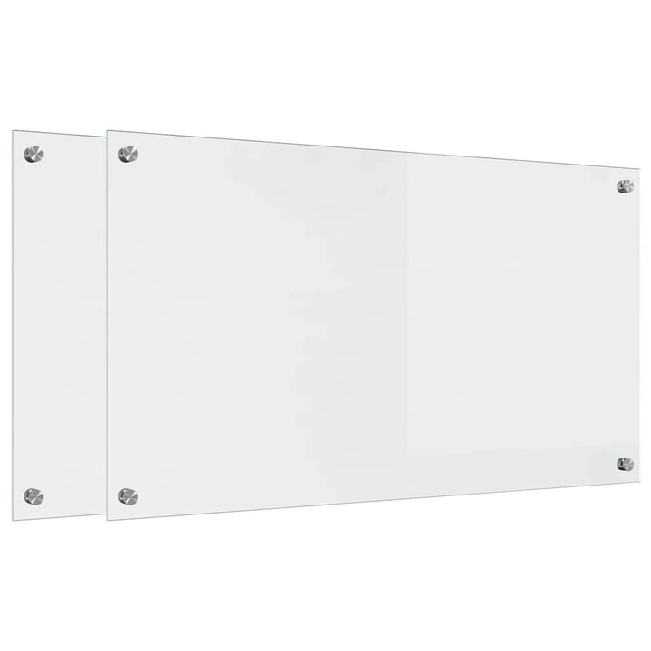 vidaXL Konyhai splashback 2 pcs Átlátszó 90 x 50 cm edzett üveg 3415537