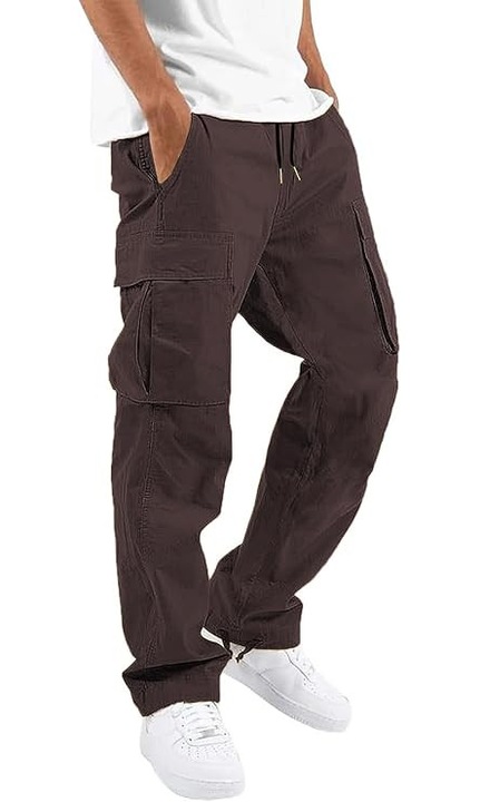 Pantaloni cargo bărbați Maavoki, 4 buzunare, bumbac, maro, mărimea 32 EU