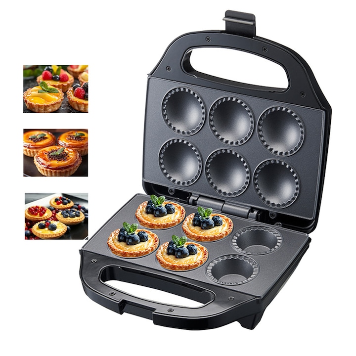Aparat electric Sokany pentru briose, 1000W, placi antiaderente, coacere rapida si uniforma, design compact, ideal pentru deserturi acasa, mini-prajituri, gustari, negru