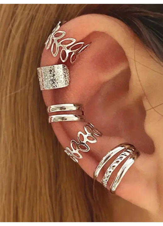 Set 5 Cercei Ajustabili, Argintii - 532712