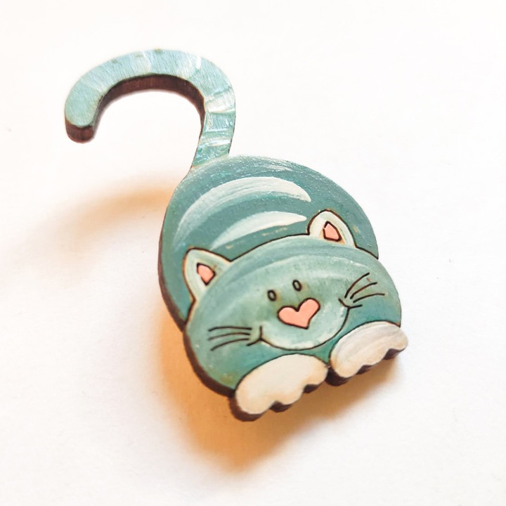 Brosa Handmade Motan jucaus - gri