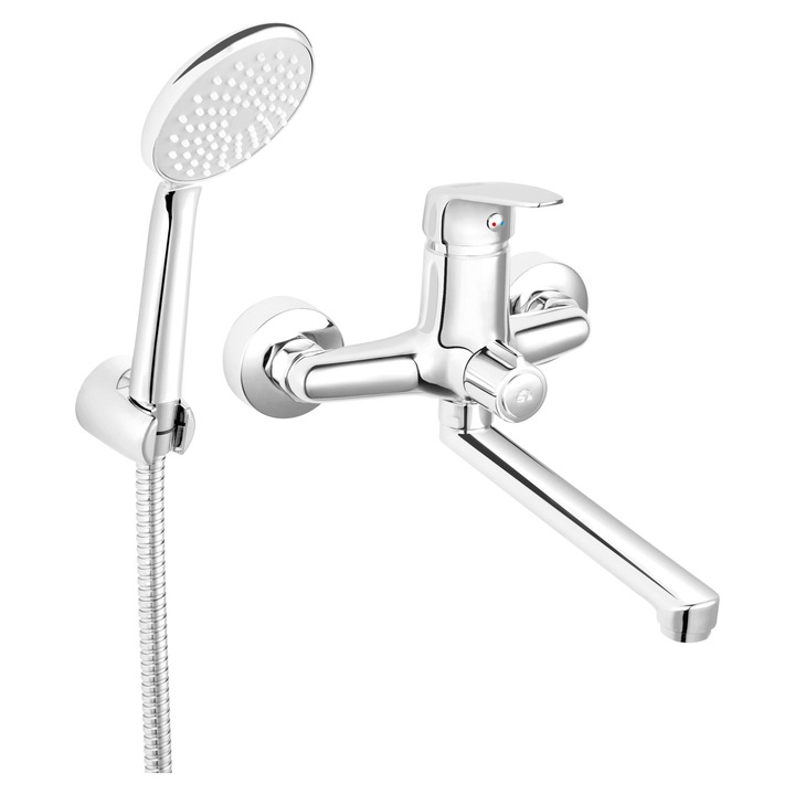 Baterie baie pentru cada / dus, Ferro Abba BAB33A, montaj aplicat, monocomanda, finisaj cromat, set dus inclus
