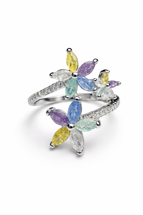 Inel din Argint 925 "Spring Petals"- Multicolor, marimea 6.5