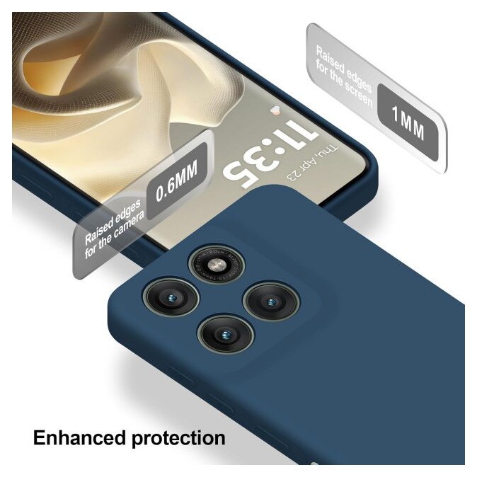 Husa Upzz® No Logo Compatibila Cu Motorola Edge 60 PRO, Protectie La Camere, Alcantara La Interior, Albastru Navy