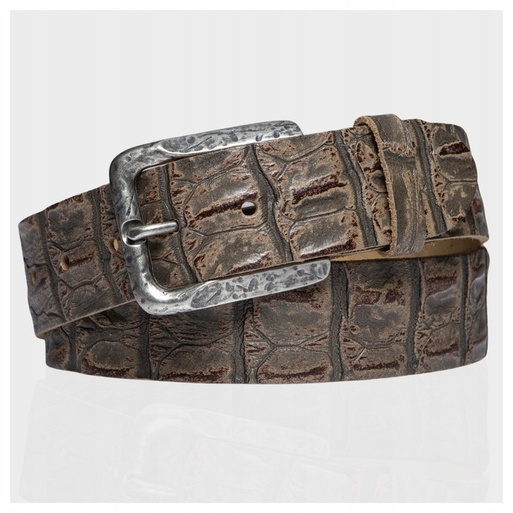 Férfi öv, Mustang, 100% valódi bőr, fém csat, 90cm, barna