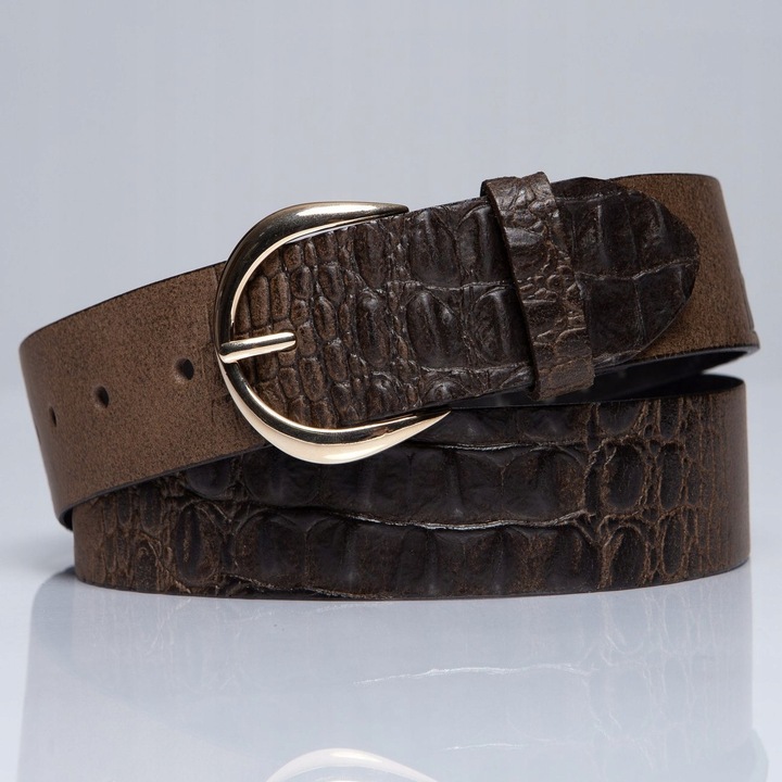 Curea barbati, Mustang, 100% piele naturala, catarama metalica, maro, 105 Cm