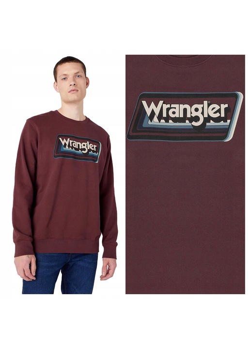 Мъжки суичър, Wrangler, Graphic Crew, памук, 2XL INTL, светлокафяв