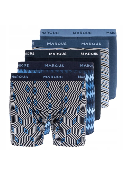 Set 5x Boxeri Barbati, Marcus, Roxy Mix, Regular Fit, Cu Logo, Banda Elastica In Talie, Clasic Design, Bumbac, Confortabil De Purtat, Multicolor, Multicolor