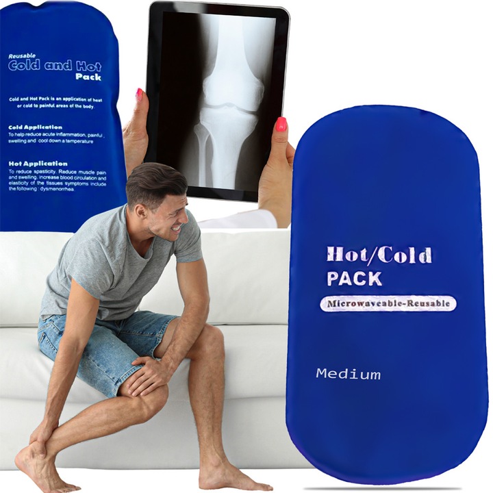 Compresa din Gel pentru Terapie Locala, Efect Cald / Rece, Reutilizabila, Flexibila, 23x13 cm, Albastru