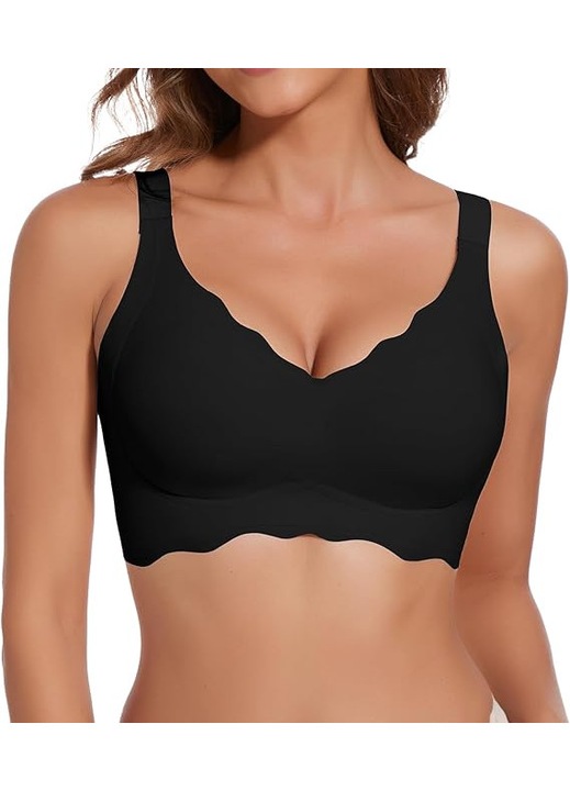Joyshaper Sutien dama Push-Up, tip T-Shirt, cu decolteu in V, fara balene, respirabil, cu pernute suplimentare, Alb, S