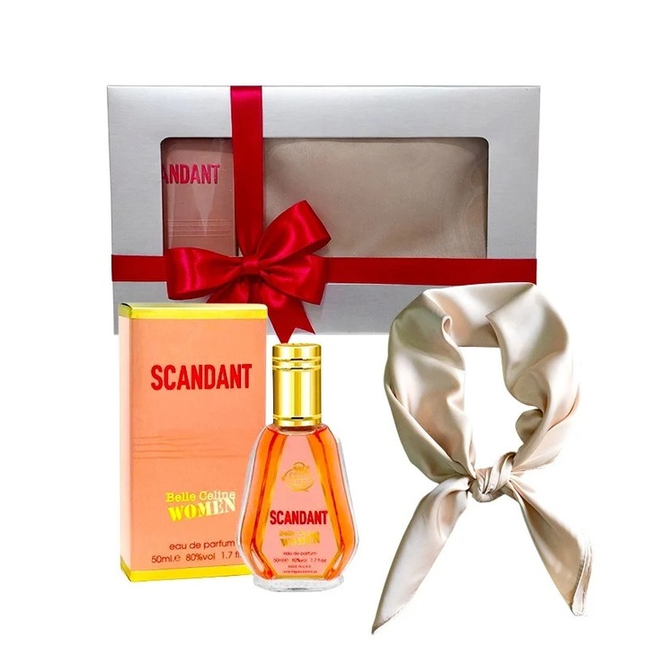Elysa szett – Parfum Fragrance World Scandant Belle Celine nőknek 50 ml, Krémszínű szatén sál