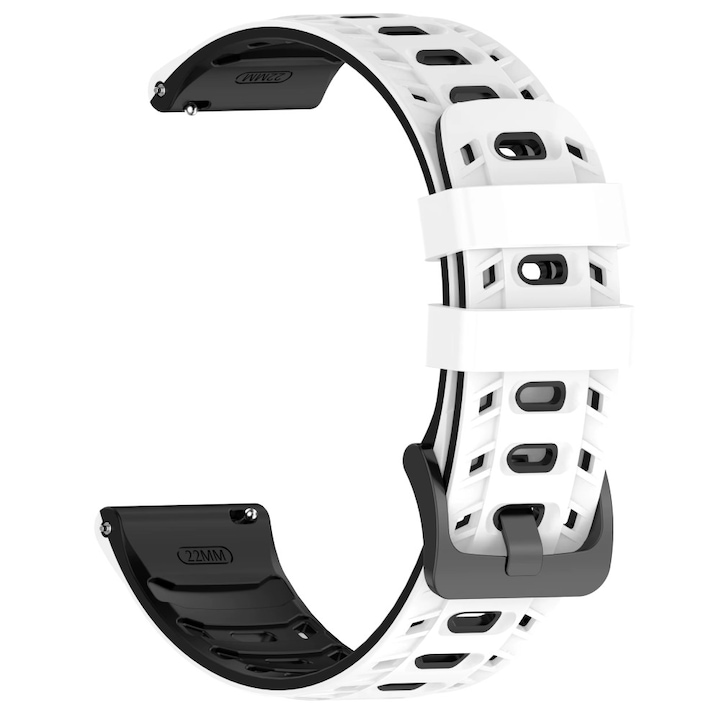 Szilikon szíj, kompatibilis Huawei Watch GT2 GT3 GT4 GT5 GT6 Pro 46mm 48mm, Garmin Venu 2 3 4 45mm, Redmi Watch 5 Lite / Active, Samsung Galaxy Watch 46mm, 3 45mm, Gear S3, Amazfit GTR GTR2, Xiaomi Mi Watch, 22 mm, Fehér / fekete