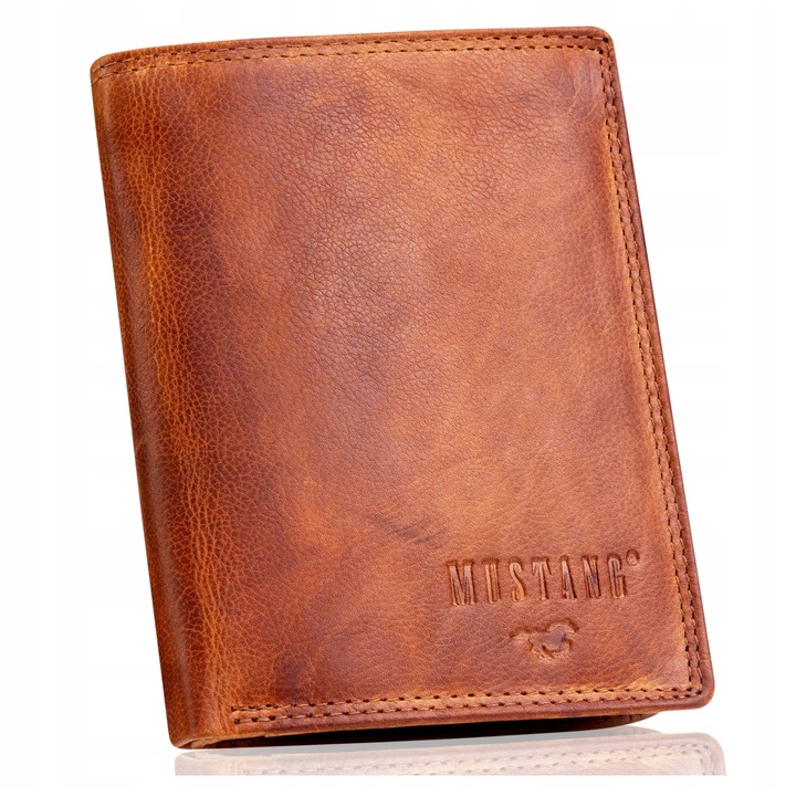 Férfi pénztárca, Mustang, Denimo High Wallet, valódi bőr, barna, univerzális méret