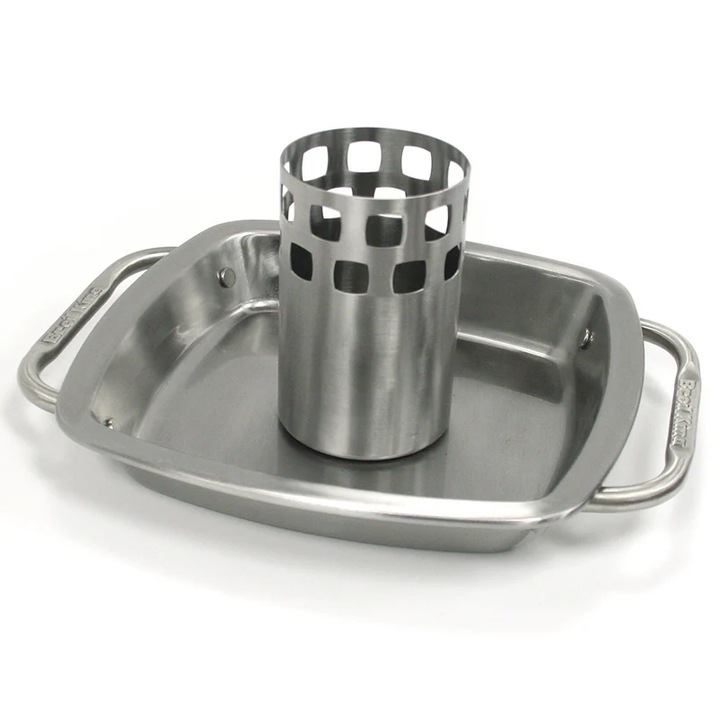 Suport gratar cu tava pentru pui, Maison Mex BROIL KING, L.23 l.23 cm, gri