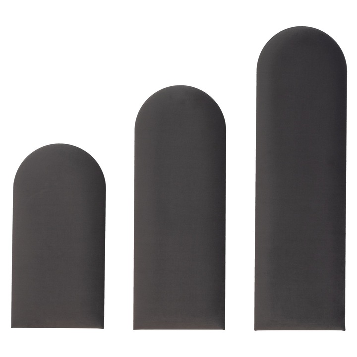 Panou Tapitat Decorativ EDANTI, 110x20 cm, Gri Închis, Smart Velvet