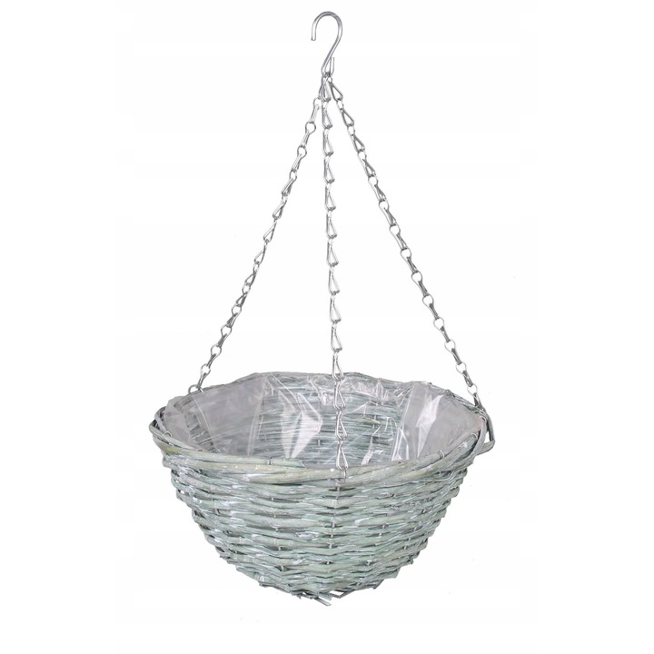 Ghiveci decorativ, din rachita, Tin Tours, 30x30x15/50 cm, cu folie protectoare