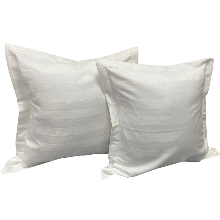 Set doua huse de perna, culoare alb, din colectia "Quality Damasc" by Liz Line, 70X70cm din damasc - SPD70/70203