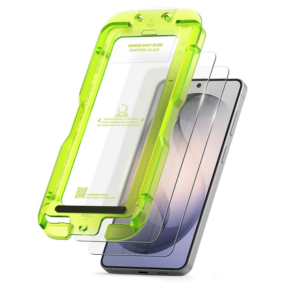 Set 2 folii sticla securizata Ringke Easy Slide, Kit montare inclus, compatibile cu Samsung Galaxy S26, Transparent