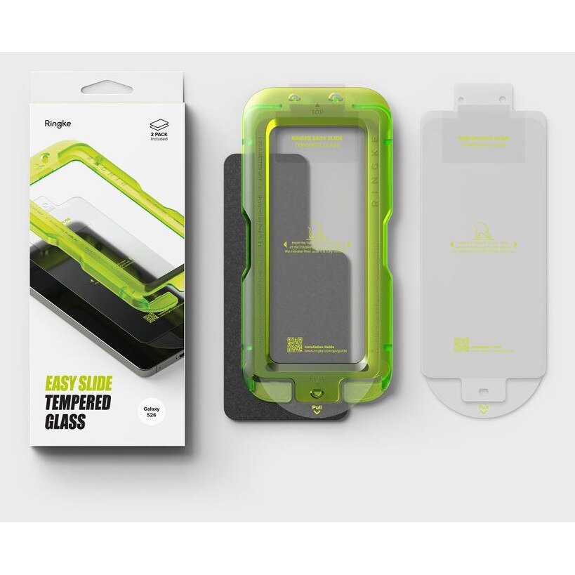 Set 2 folii sticla securizata Ringke Easy Slide, Kit montare inclus, compatibile cu Samsung Galaxy S26, Transparent