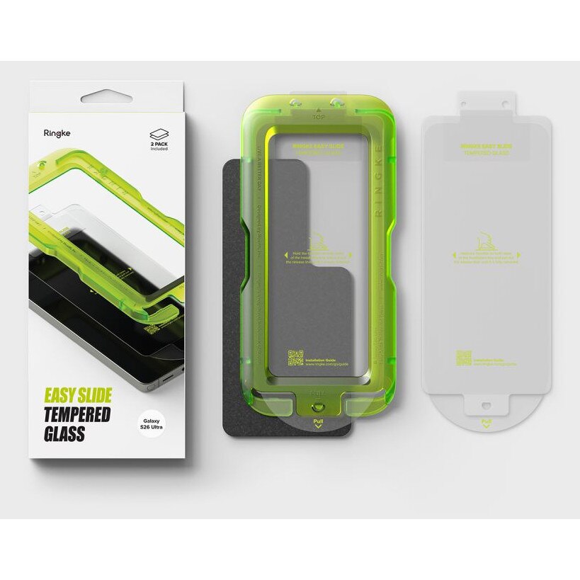 Set 2 folii sticla securizata Ringke Easy Slide, Kit montare inclus, compatibile cu Samsung Galaxy S26 Ultra, Transparent