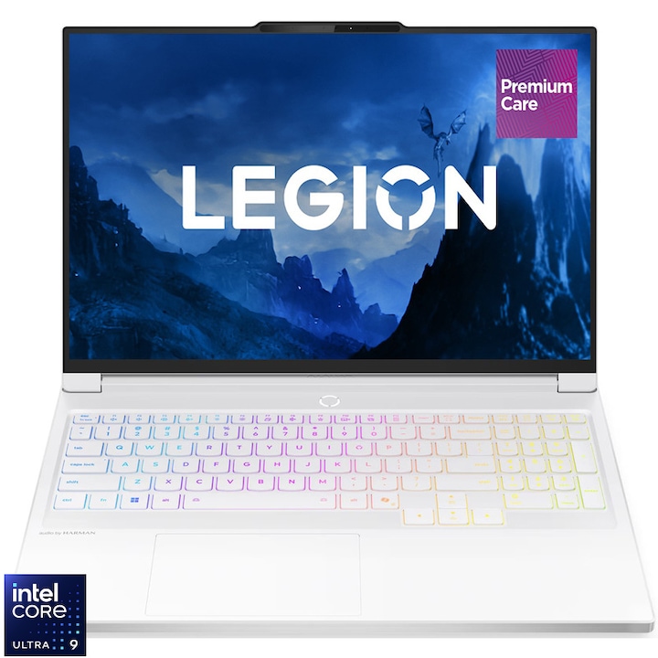 Laptop Lenovo Gaming 16'' Legion 7 16IAX10, WQXGA OLED 240Hz, Procesor Intel® Core™ Ultra 9 275HX (36M Cache, up to 5.40 GHz), 32GB DDR5, 1TB SSD, GeForce RTX 5070 8GB, No OS, Glacier White, 3Yr Onsite Premium Care