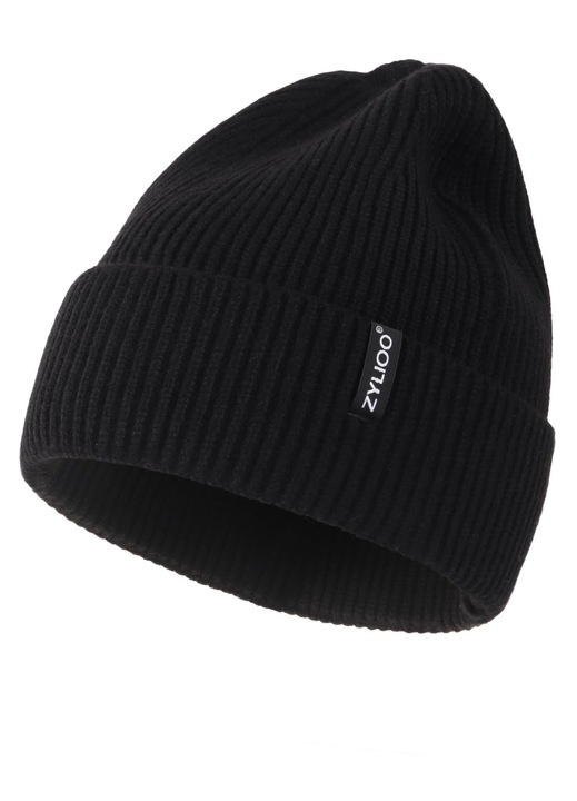Мъжка шапка Zylioo размер XXL/3XL, плетена, с козирка, модел бийни, топла, с обърнат маншет