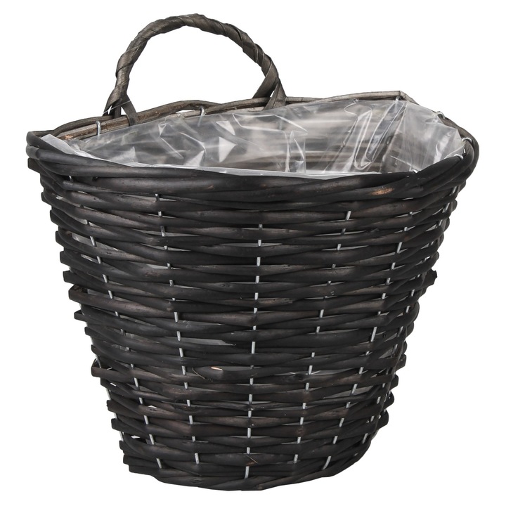 Ghiveci decorativ, Tin Tours, negru, 28x20x22/28 cm