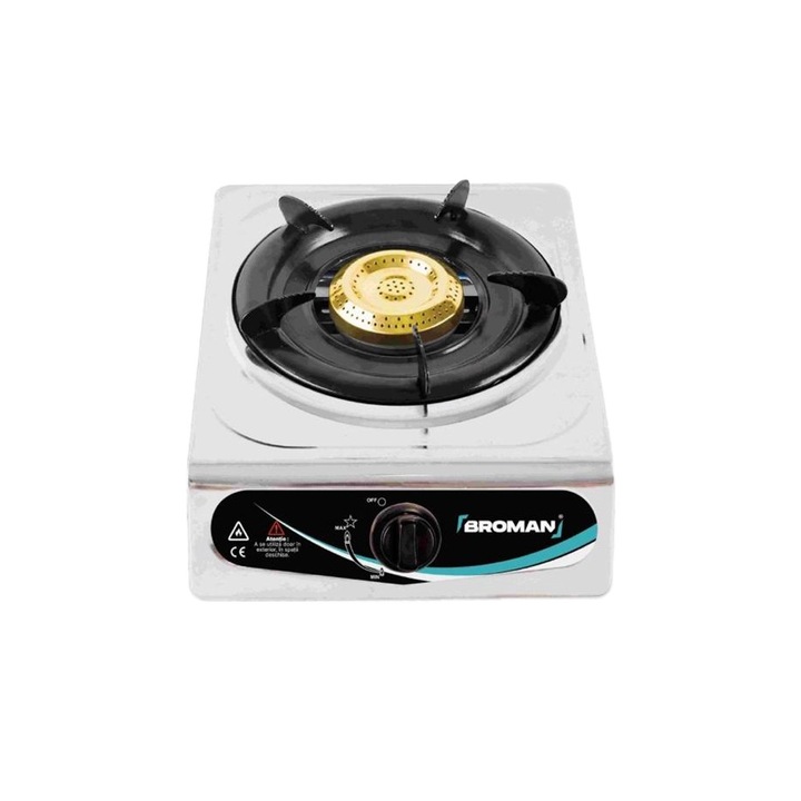 Aragaz inox 1 ochi, aprindere automata, exterior, Broman