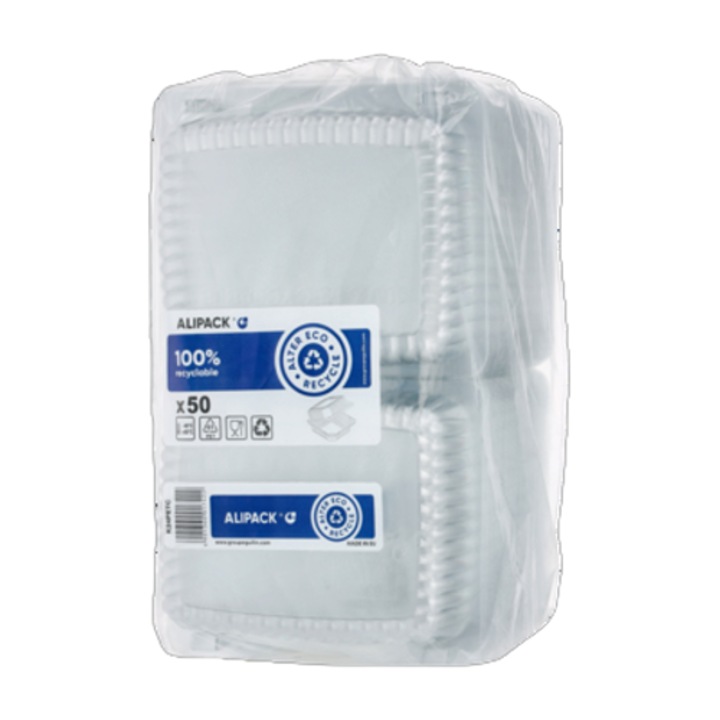 Cutii alimentare, set 50 buc, Guillin, transparent, 156x138x73mm