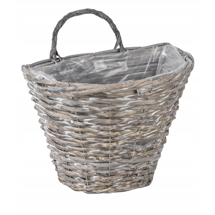 Ghiveci decorativ, Tin Tours, gri, 28x20x22/28 cm, pentru flori suspendate