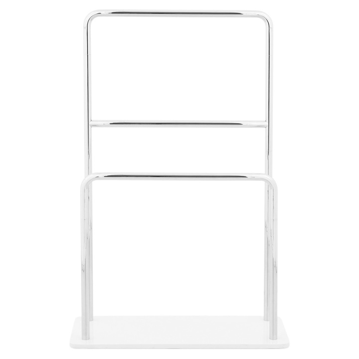 Suport stativ dublu prosop, Maison Mex DOTTY, L.70 l.30 H.88 cm, cromat/alb