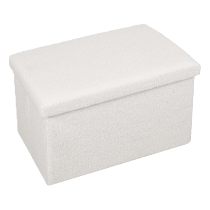 Ülőke, Textúra Teddy Alba, Felhajtható Fedél, 60x36x36 cm