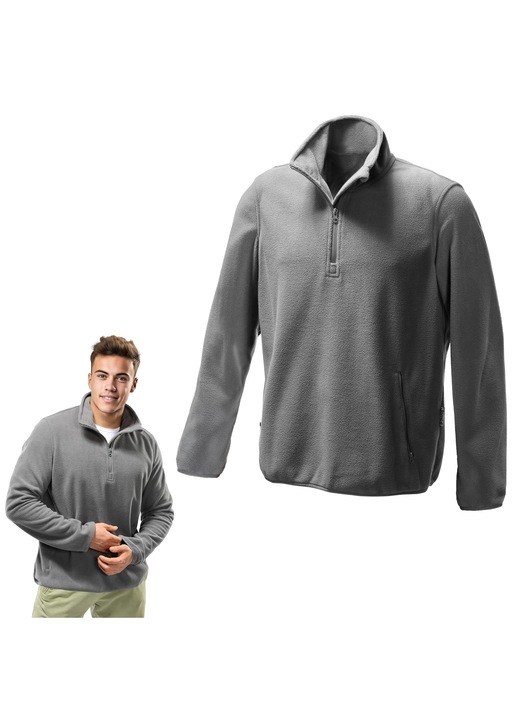 Hanorac barbati JEMIDI din fleece, confortabila si calduroasa, pentru iarna, trekking, schi, munca si nursing, marime XXL, culoare gri