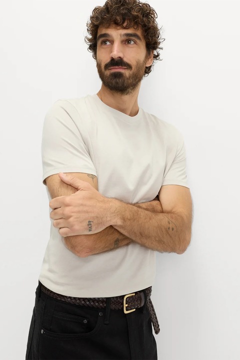 Marks & Spencer, Tricou regular fit cu decolteu la baza gatului, Bej