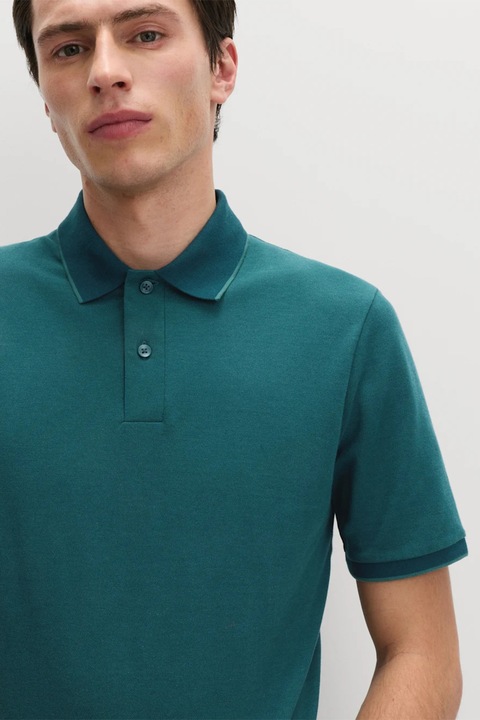 Marks & Spencer, Tricou polo cu garnituri contrastante, Verde aquamarin