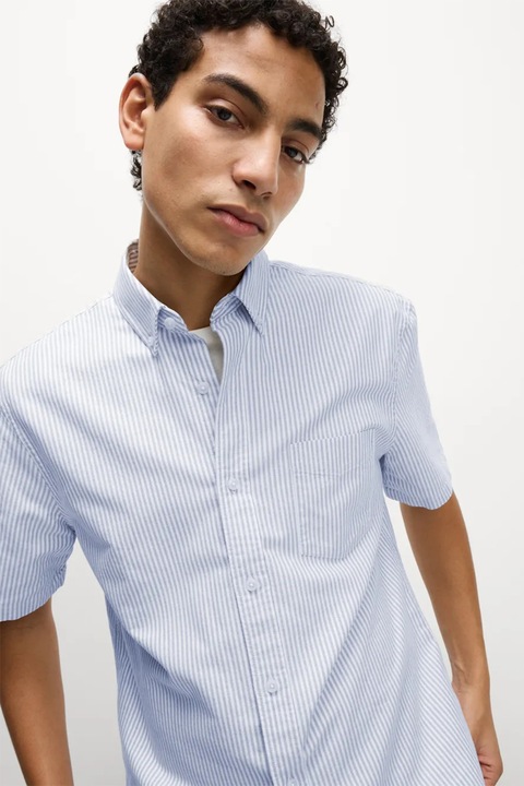Marks & Spencer, Camasa cu maneci scurte si dungi, Albastru deschis