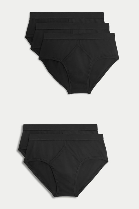 Marks & Spencer, Set de chiloti din bumbac - 5 perechi, Negru, M