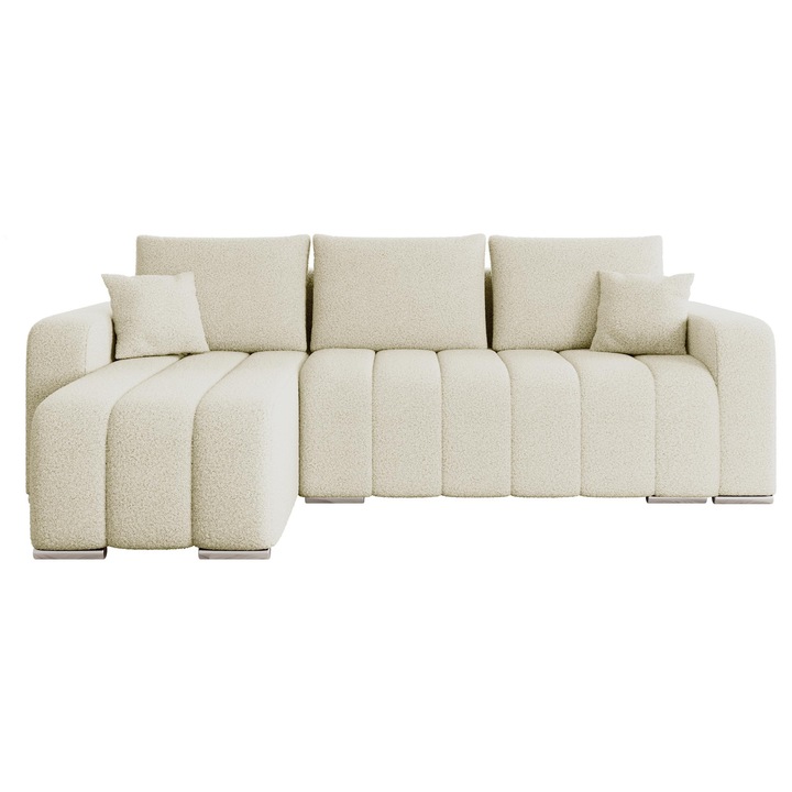 Coltar living extensibil Wiator Boucle, MIRJAN 24, creme, 147x244x86 cm