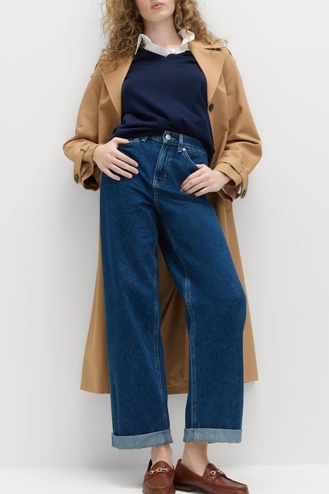 Marks & Spencer, Blugi boyfriend cu terminatii plisate, Albastru pastel